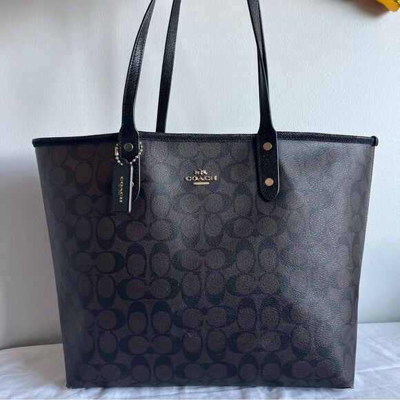 COACH Signature Jacquard Ava City Tote Laptop Work Bag Reversible Metro Tote - Picture 13 of 13